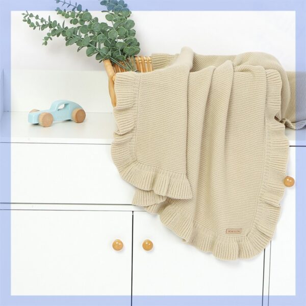 Knitted Baby Blankets Newborn Swaddle Wrap Ruffle Knitted Baby Blankets Newborn Swaddle Wrap Ruffle
