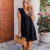 Lace Dresses with Pocket Summer Sleeveless Jacquard Cutout V-neck Beach Lace Dresses with Pocket Summer Sleeveless Jacquard Cutout V-neck Beach