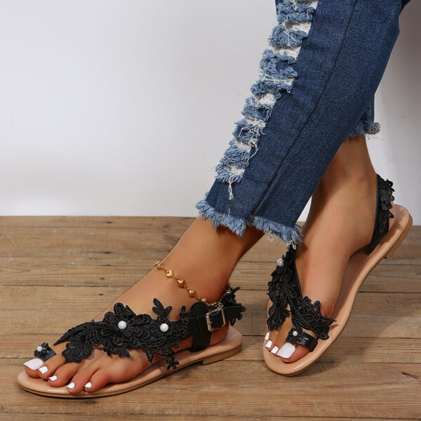 Lace Sandals Bohemia Beach Shoes Flowers Ankle Strap Flat Summer Lace Sandals Bohemia Beach Shoes Flowers Ankle Strap Flat Summer