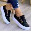 Lace-up Flats Sneakers Women Rivet Casual Shoes Lace-up Flats Sneakers Women Rivet Casual Shoes