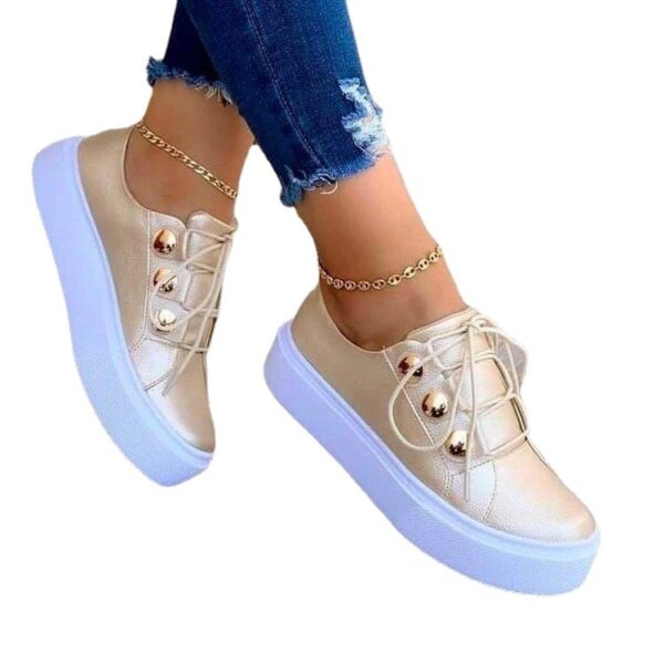 Lace-up Flats Sneakers Women Rivet Casual Shoes Lace-up Flats Sneakers Women Rivet Casual Shoes