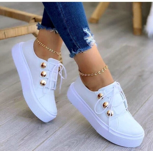 Lace-up Flats Sneakers Women Rivet Casual Shoes Lace-up Flats Sneakers Women Rivet Casual Shoes