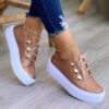 Lace-up Flats Sneakers Women Rivet Casual Shoes Lace-up Flats Sneakers Women Rivet Casual Shoes