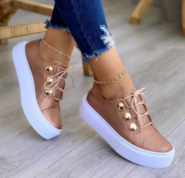Lace-up Flats Sneakers Women Rivet Casual Shoes Lace-up Flats Sneakers Women Rivet Casual Shoes