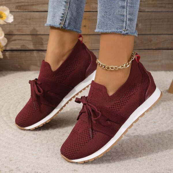 Lace Up Mesh Flats Shoes for Women Breathable Casual Walking Wedges