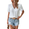 Lace V-neck T-shirt Summer Fashion Short-sleeved Blouse Shirt Women's Lace V-neck T-shirt Summer Fashion Short-sleeved Blouse Shirt Women's