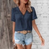 Lace V-neck T-shirt Summer Fashion Short-sleeved Blouse Shirt Women's Lace V-neck T-shirt Summer Fashion Short-sleeved Blouse Shirt Women's