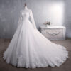 Lace Wedding Dress Bridal Stand-up Collar Long-sleeved Large Tail Size Lace Wedding Dress Bridal Stand-up Collar Long-sleeved Large Tail Size