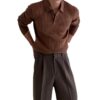 Lapel Button Long Sleeve Polo Shirt Slim Fashion Solid Striped Knitted Lapel Button Long Sleeve Polo Shirt Slim Fashion Solid Striped Knitted