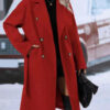 Lapel Double-breasted Trench Coat with Belt Winter Fashion Solid Color