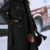 Lapel Double-breasted Trench Coat with Belt Winter Fashion Solid Color