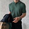 Lapel Polo Shirt Men's Fashion Brand Casual Summer Texture Solid Color