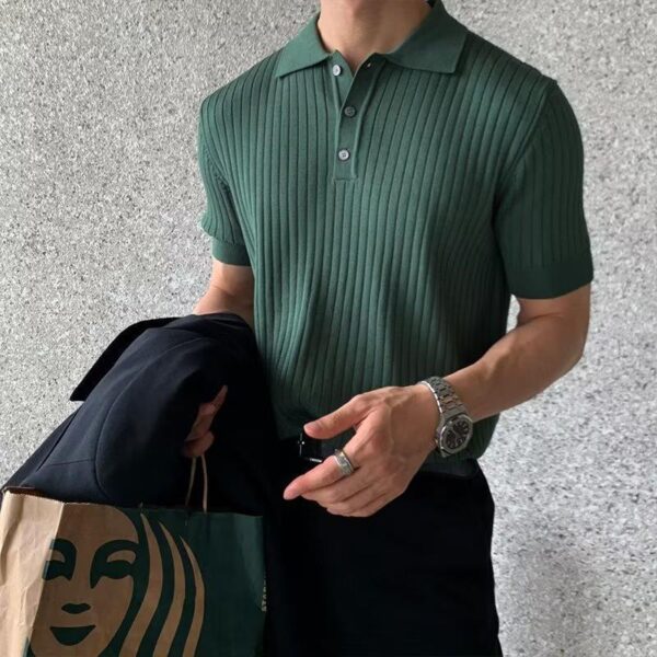 Lapel Polo Shirt Men's Fashion Brand Casual Summer Texture Solid Color