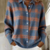 Lapel Solid Knit Cardigan for Women European Style Casual Open Front