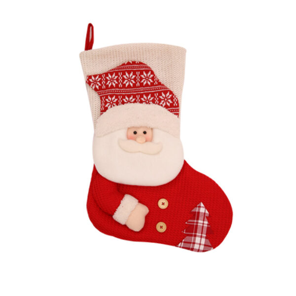 Large Red White Knitted Christmas Stocking Santa Claus Fireplace Decor