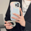 Laser Wave Silicone Phone Case Gradient Stripes Bracelet for 14 13 12