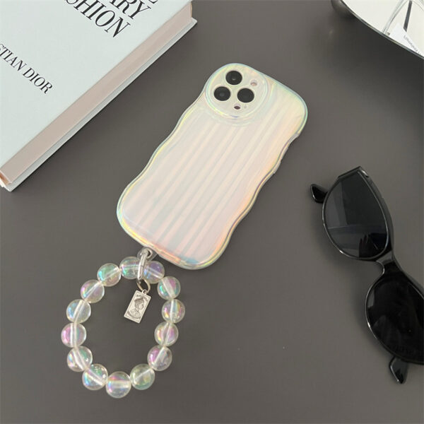Laser Wave Silicone Phone Case Gradient Stripes Bracelet for 14 13 12 Laser Wave Silicone Phone Case Gradient Stripes Bracelet for 14 13 12