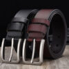 Leather Cowskin Vintage Jean Belt Pin Buckle Simple Men's Wide Leather Cowskin Vintage Jean Belt Pin Buckle Simple Men's Wide