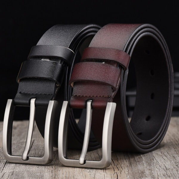 Leather Cowskin Vintage Jean Belt Pin Buckle Simple Men's Wide Leather Cowskin Vintage Jean Belt Pin Buckle Simple Men's Wide