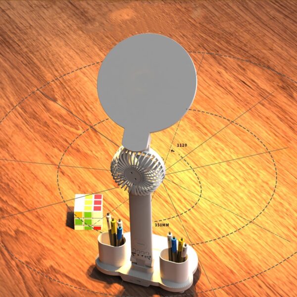 LED Clock Table Lamp USB Chargeable Dimmable Desk Plug-in Fan Light