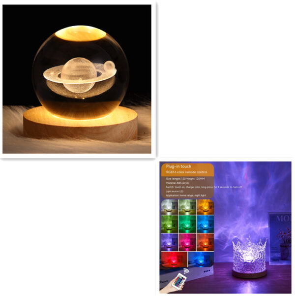 LED Water Ripple Ambient Night Light USB Rotating Projection Crystal LED Water Ripple Ambient Night Light USB Rotating Projection Crystal
