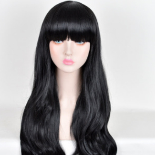 Lolita Korean Fashion Fluffy Qi Liu Hai Long Curly Black Cos Wig