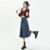 Long Skirt High Waist Denim Skirt Cross Skirt for Women