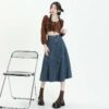 Long Skirt High Waist Denim Skirt Cross Skirt for Women