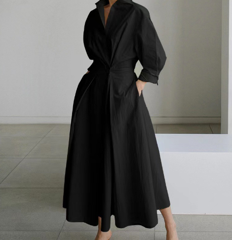 Long-sleeve Blouse Elastic Waist Swing Dress Long-sleeve Blouse Elastic Waist Swing Dress