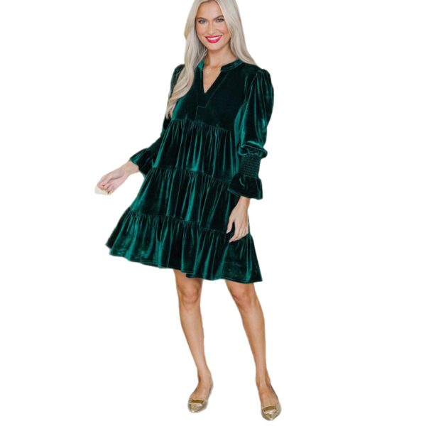 Long Sleeve Christmas Skirt Velvet Cake Dresses with Puffy Sleeves Long Sleeve Christmas Skirt Velvet Cake Dresses with Puffy Sleeves