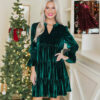 Long Sleeve Christmas Skirt Velvet Cake Dresses with Puffy Sleeves Long Sleeve Christmas Skirt Velvet Cake Dresses with Puffy Sleeves