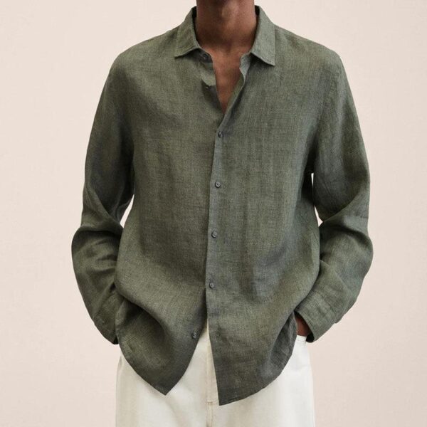 Long Sleeve Lapel Shirt Men's Loose Button Cardigan Sshirt Top