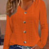 Long Sleeve Shirt Button Front V Neck Blouse Long Sleeve Shirt Button Front V Neck Blouse