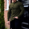 Long Sleeve Shirt Men Casual Button Down Slim Tops Solid Color