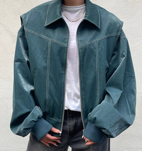 Loose Fashion Lapel Zip-up Jacket Cool Long Sleeve Zipper Closure Moto Loose Fashion Lapel Zip-up Jacket Cool Long Sleeve Zipper Closure Moto
