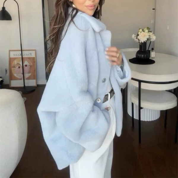 Loose Lapel Single Breasted Furry Coat Winter Fashion Fleece Long Loose Lapel Single Breasted Furry Coat Winter Fashion Fleece Long