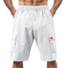 Loose Sports and Leisure Solid Color Linen Drawstring Shorts
