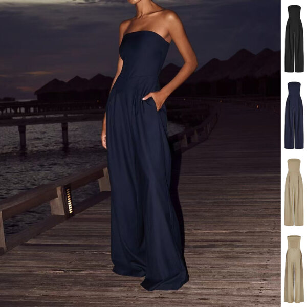 Loose Tube-top Jumpsuit Fashion Backless Wide Leg Long Pants Overalls Loose Tube-top Jumpsuit Fashion Backless Wide Leg Long Pants Overalls