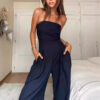 Loose Tube-top Jumpsuit Fashion Backless Wide Leg Long Pants Overalls Loose Tube-top Jumpsuit Fashion Backless Wide Leg Long Pants Overalls