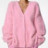 Loose V-neck Button Cardigan Fall Winter Fashion Single Breasted Loose V-neck Button Cardigan Fall Winter Fashion Single Breasted