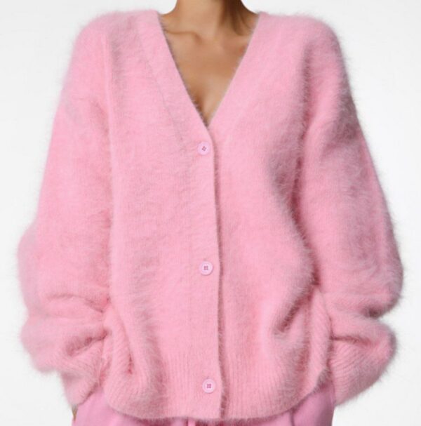 Loose V-neck Button Cardigan Fall Winter Fashion Single Breasted Loose V-neck Button Cardigan Fall Winter Fashion Single Breasted