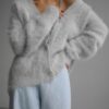 Loose V-neck Button Cardigan Fall Winter Fashion Single Breasted Loose V-neck Button Cardigan Fall Winter Fashion Single Breasted