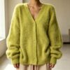 Loose V-neck Button Cardigan Fall Winter Fashion Single Breasted Loose V-neck Button Cardigan Fall Winter Fashion Single Breasted