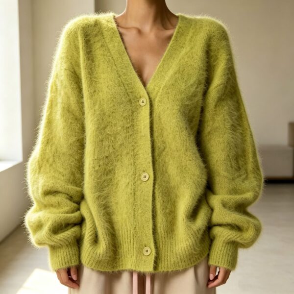 Loose V-neck Button Cardigan Fall Winter Fashion Single Breasted