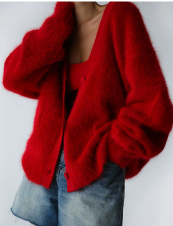 Loose V-neck Button Cardigan Fall Winter Fashion Single Breasted Loose V-neck Button Cardigan Fall Winter Fashion Single Breasted