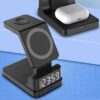 Magnetic Three-in-one 15W Wireless Charger with Clock