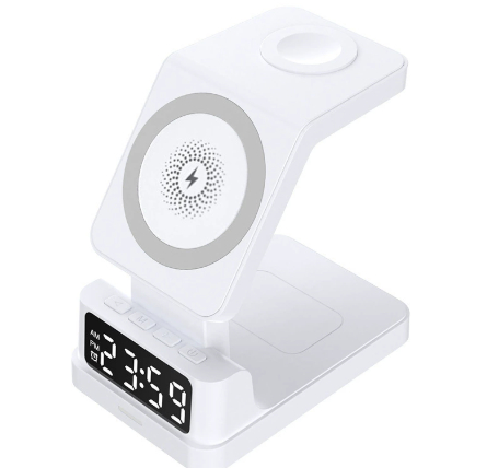 Magnetic Three-in-one 15W Wireless Charger with Clock