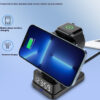 Magnetic Three-in-one 15W Wireless Charger with Clock