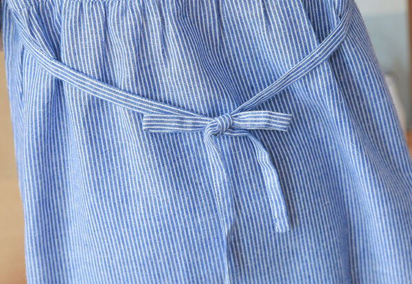 Maternity Dress Stand-up Collar Striped Embroidery Top