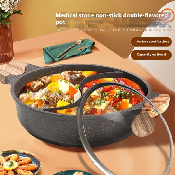Medical Stone Non-stick Pan Mandarin Duck Hot Pot Thickened Glass Cover Medical Stone Non-stick Pan Mandarin Duck Hot Pot Thickened Glass Cover